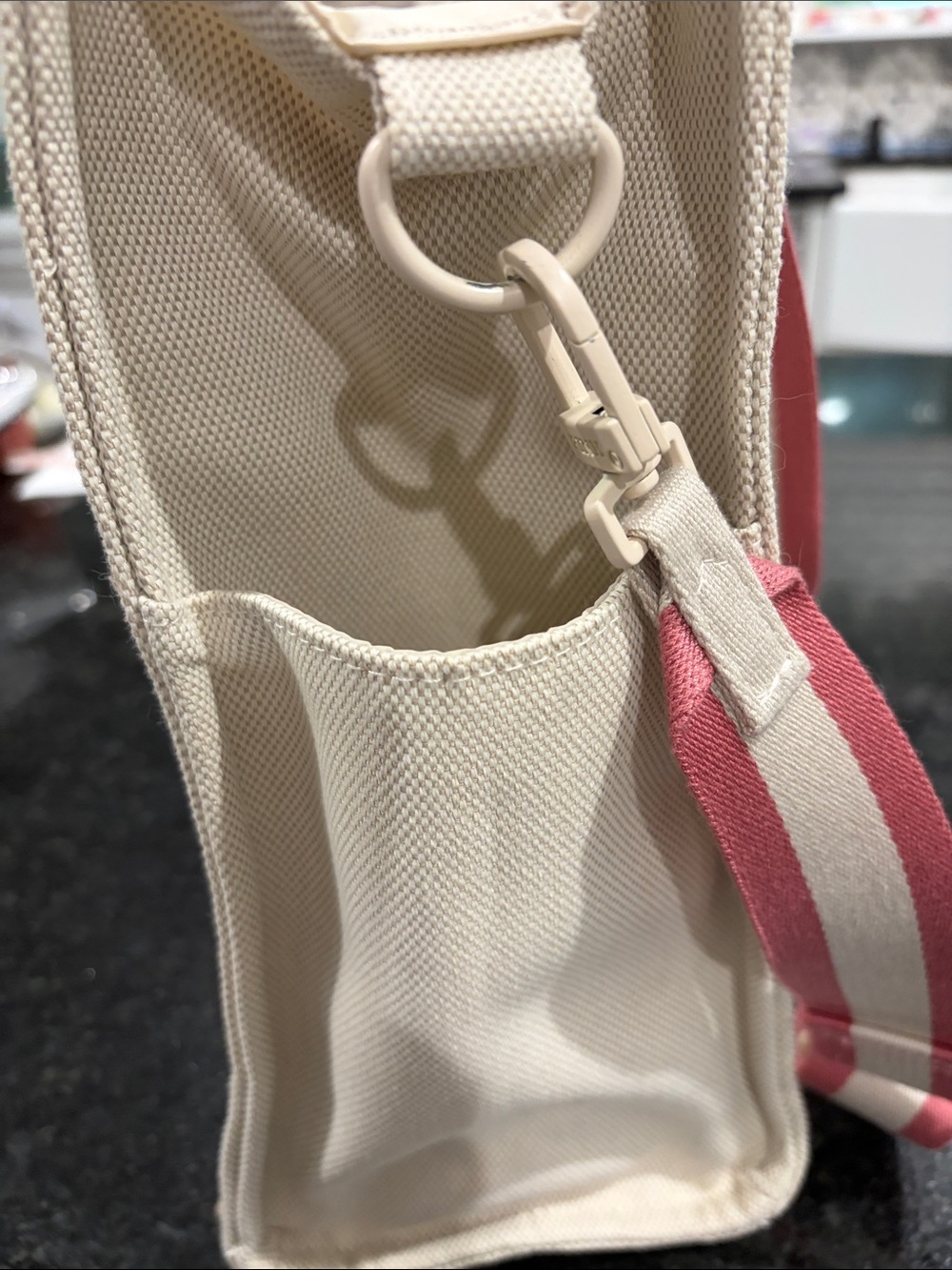 Victorias Secret Canvas Tote Bag with Pink Stripes and Pink Logo - Picture 7 of 10